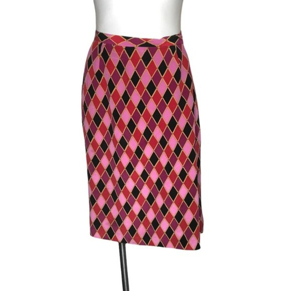 DIANE VON FURSTENBERG Silk Assets Harlequin Print Straight Skirt Multicolor